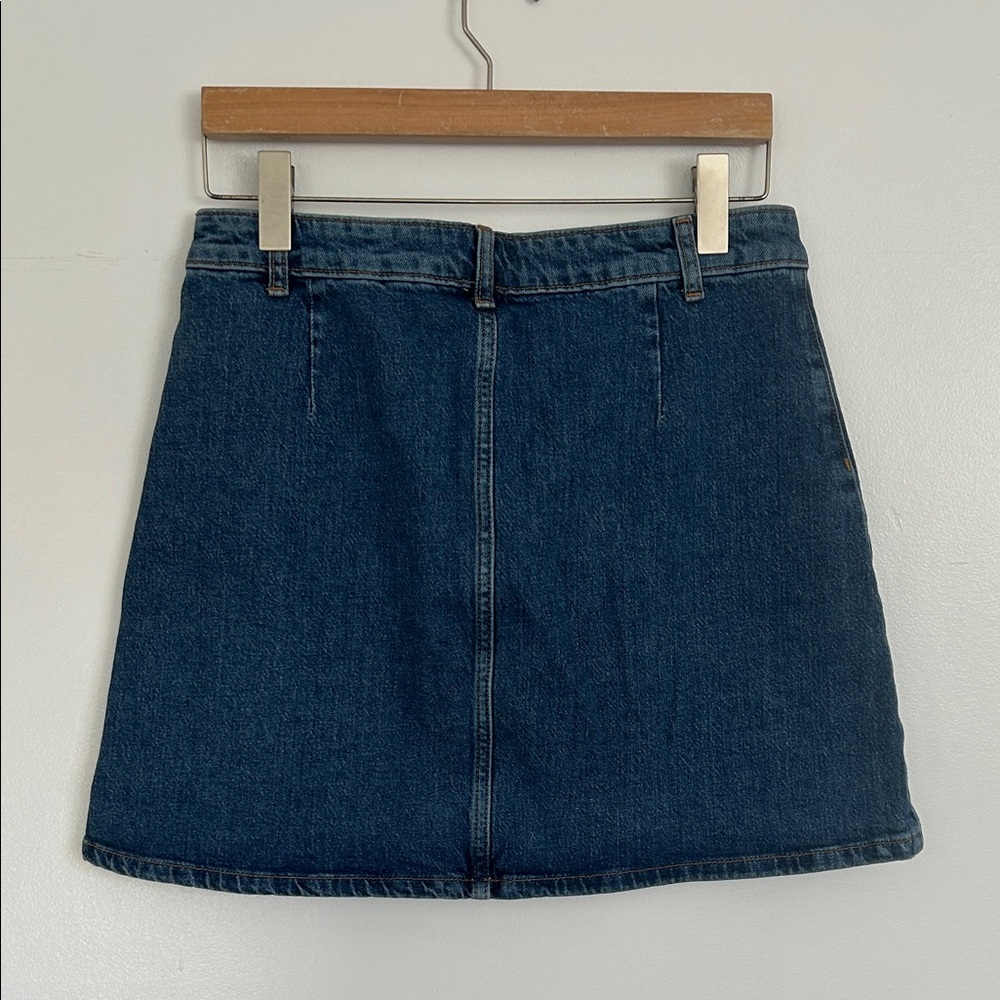 Maeve Dark Blue Button-Front Mini Skirt - Picture 2 of 4